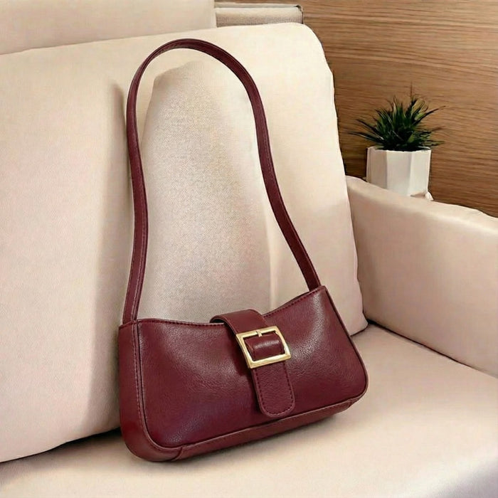 Pearl Buckle Bag- maroon