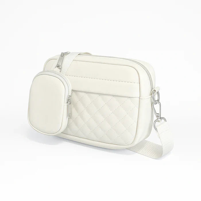 IS-01018- Quilted Crossbody Bag-White