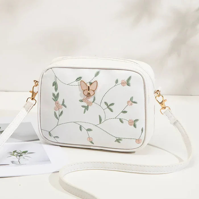 IS-01031-Floral Embroidered Crossbody Bag-White