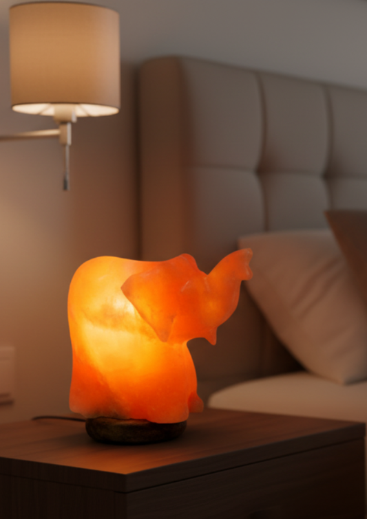 Elephant Shaped Himalayan Salt Lamp – Hand-Carved Natural Crystal Warm Glow Decor