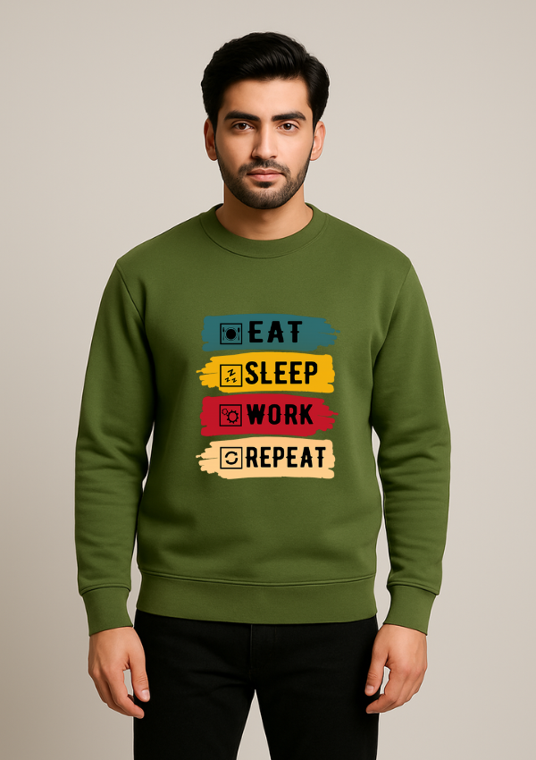 Eat Sleep Work Repeat Graphic Sweatshirt