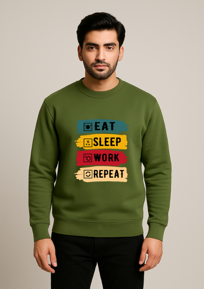 Eat Sleep Work Repeat Graphic Sweatshirt