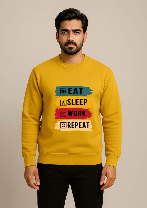 Eat Sleep Work Repeat Graphic Sweatshirt
