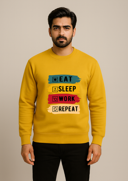 Eat Sleep Work Repeat Graphic Sweatshirt