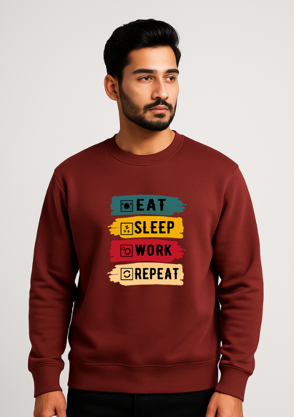 Eat Sleep Work Repeat Graphic Sweatshirt
