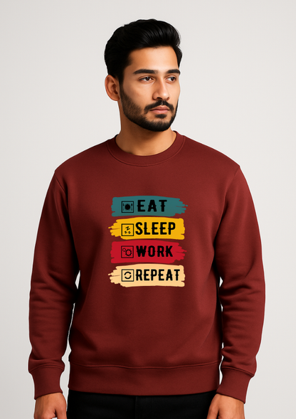 Eat Sleep Work Repeat Graphic Sweatshirt