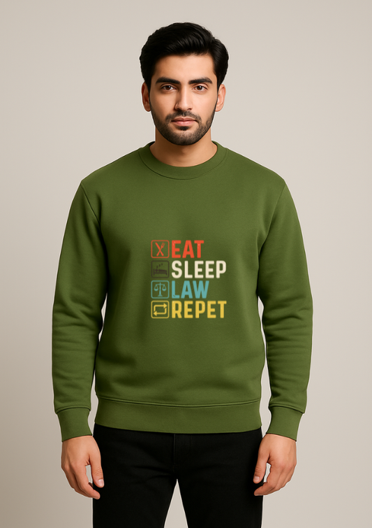 Eat Sleep Law Repeat Graphic Sweatshirt