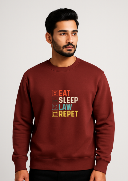 Eat Sleep Law Repeat Graphic Sweatshirt