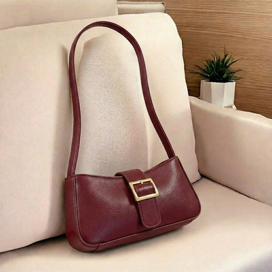 Pearl Buckle Bag- maroon