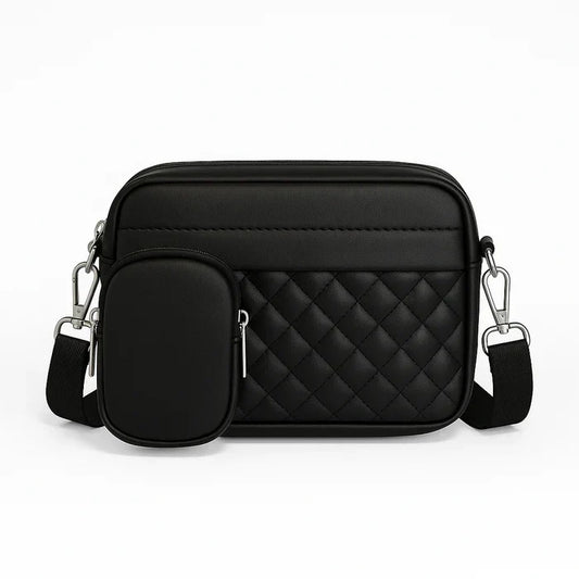 IS-01018- Quilted Crossbody Bag-Black