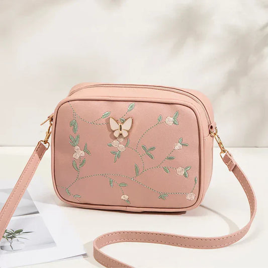 IS-01031-Floral Embroidered Crossbody Bag-Pink