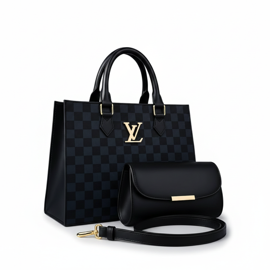 IS-01053-Check Tote Bag-Black