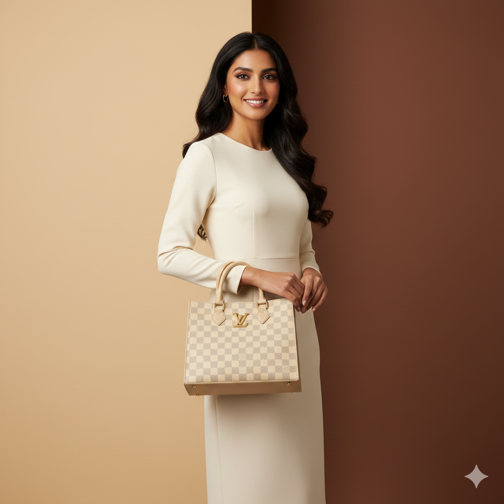 IS-01053-Check Tote Bag-Beige