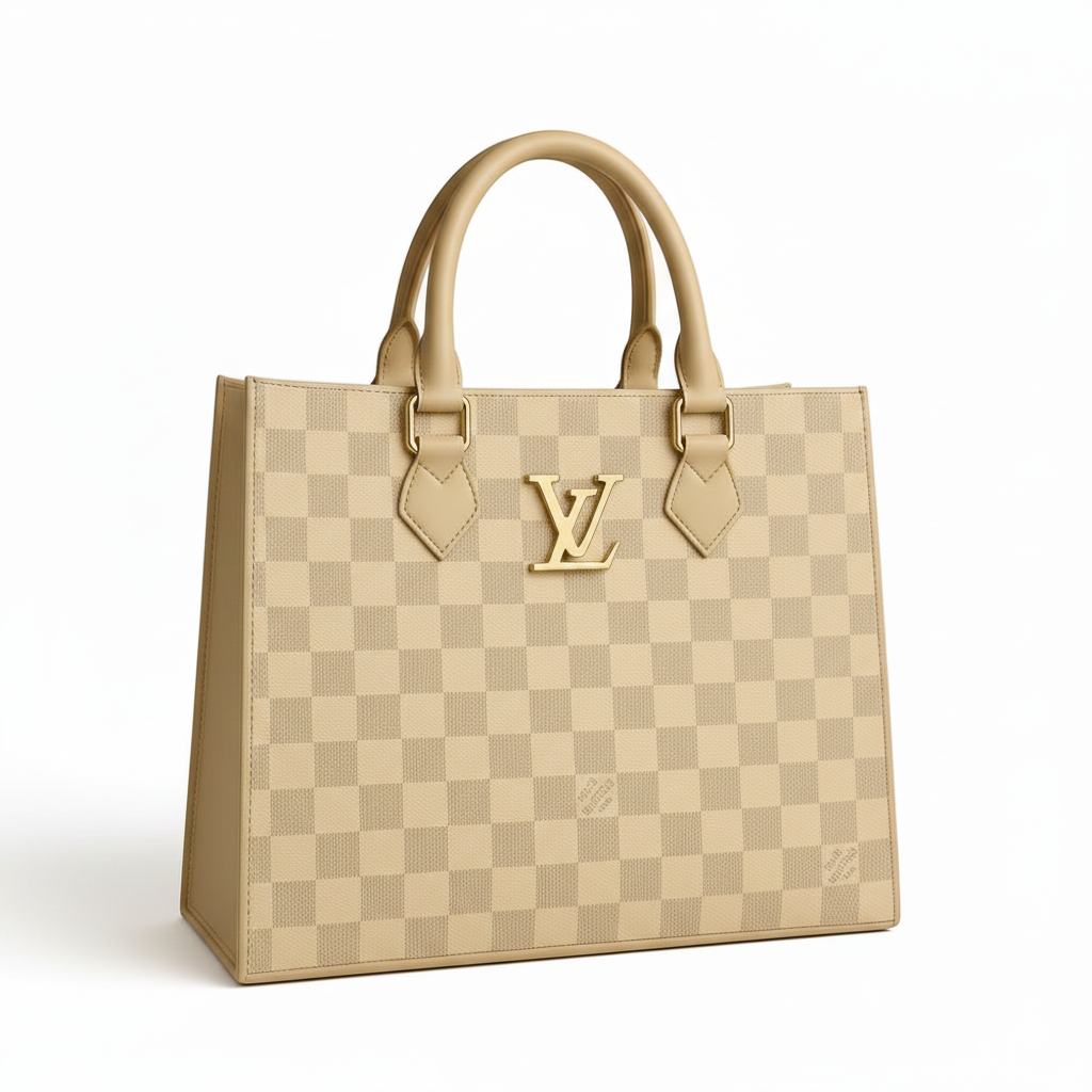 IS-01053-Check Tote Bag-Beige