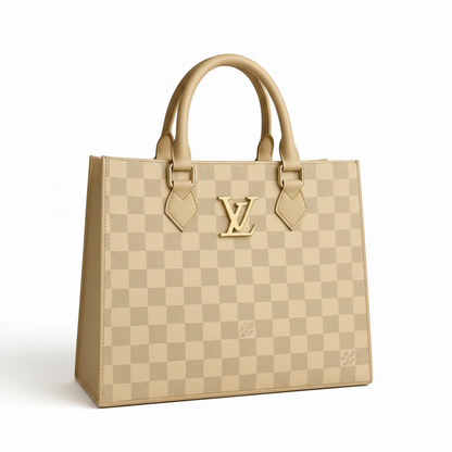 IS-01053-Check Tote Bag-Beige